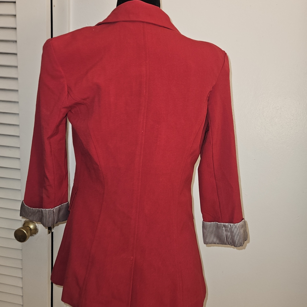 BCX Women's Scarlet Blazer with Striped Cuffs